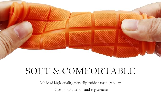 Orange Bike Handlebar Grips with Tassel Streamers TE8 - Image 2