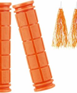 Orange Bike Handlebar Grips with Tassel Streamers TE8