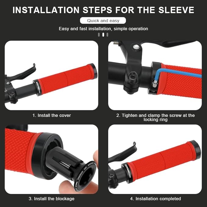 Red Dual-Lock Bike Grips TE20 - Image 2