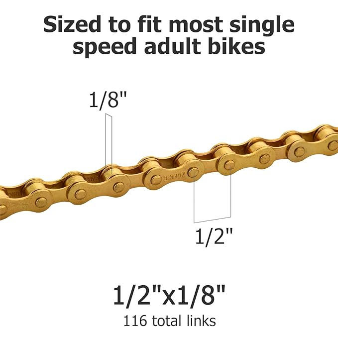 Single-Speed Bike Chain 1/2 x 1/8 Inch 116 Links TE29 - Image 2