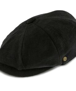 Boardwalk-Walrus Hats Black Linen/Cotton Blend 8 Panel Newsboy Cap