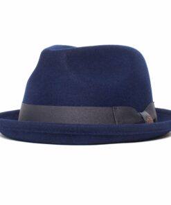 Classic Pork Pie Fedora Hat-Navy