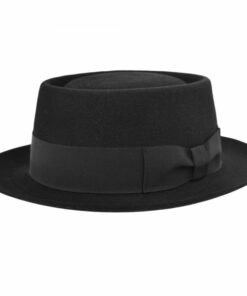 Classic Pork Pie Fur Felt Hat in Black