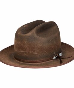 Distressed Finish Arrow Sign Felt Fedora Hat