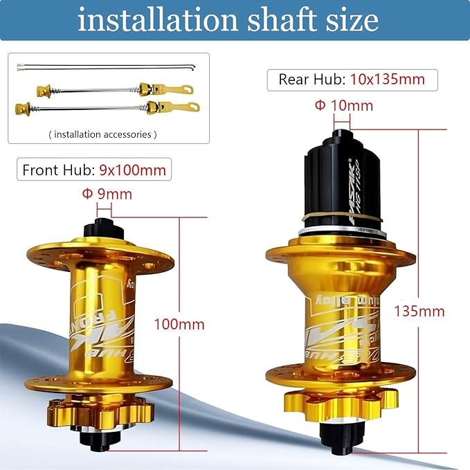 Yellow Mountain Bike Hub Set TE15 - Image 2